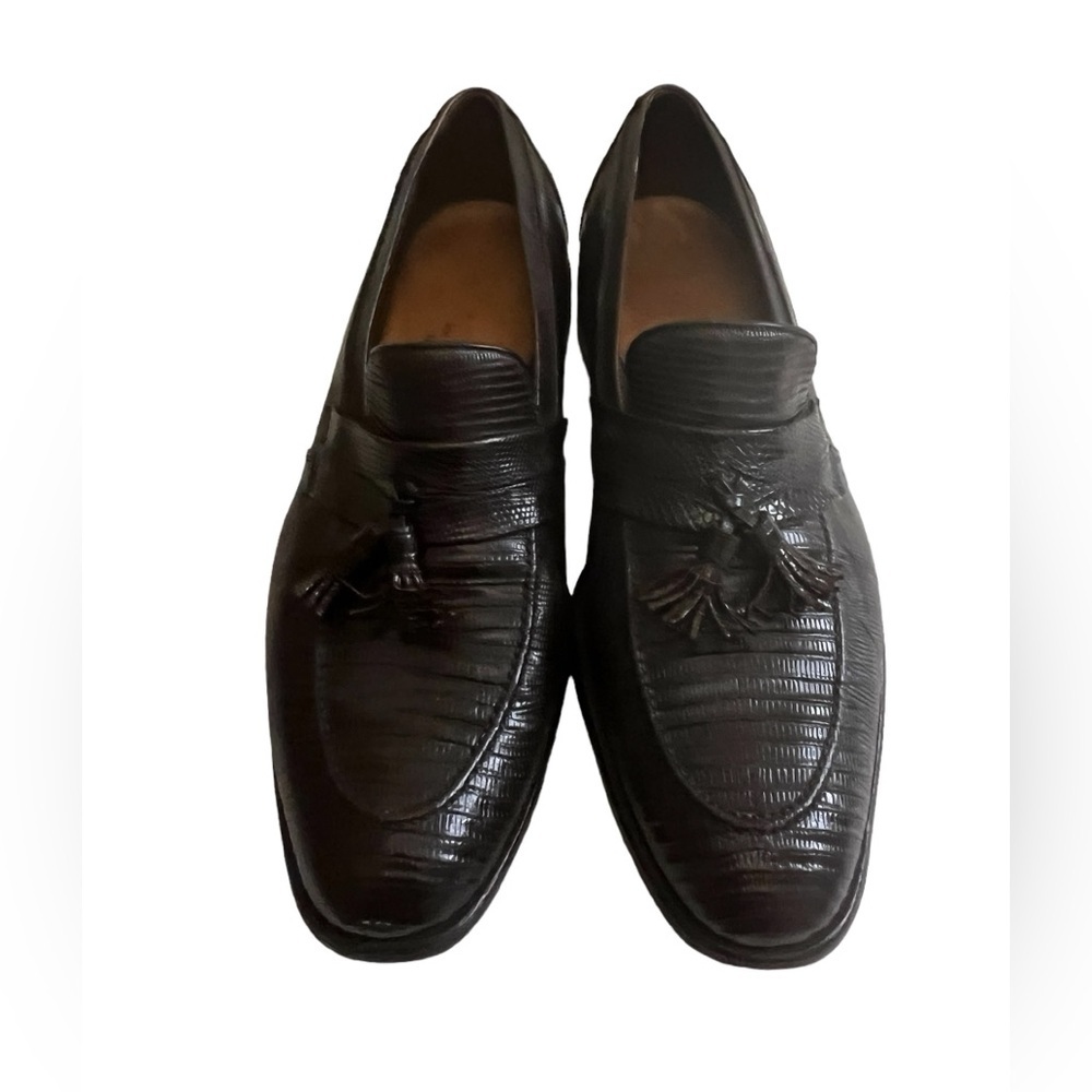 ALLEN EDMONDS Lizard Leather Clayton Tassel Loafer Brown Size 12A $700